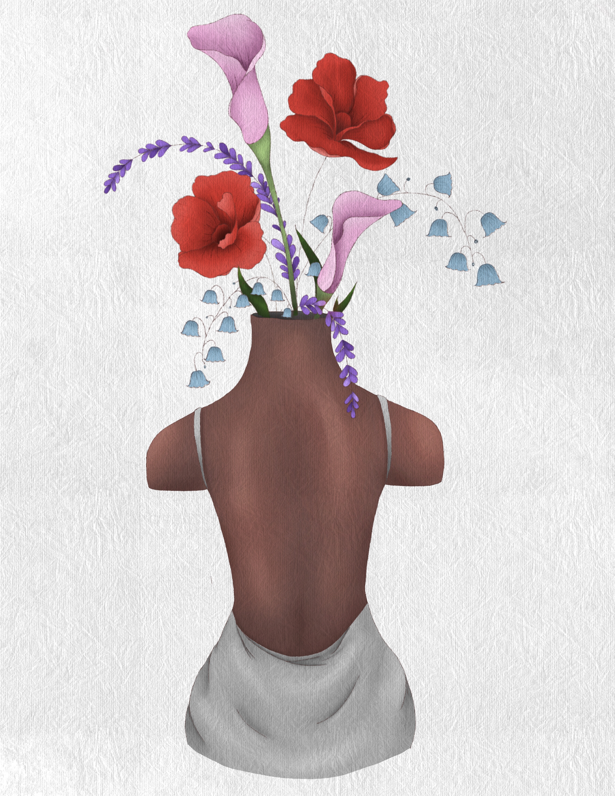 digital painting of women with flowers