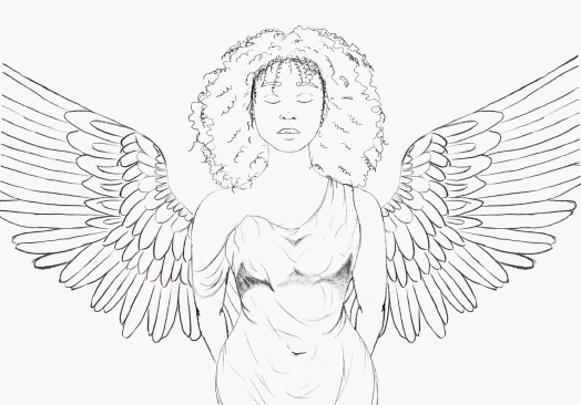 digital painting of a goddess with wings