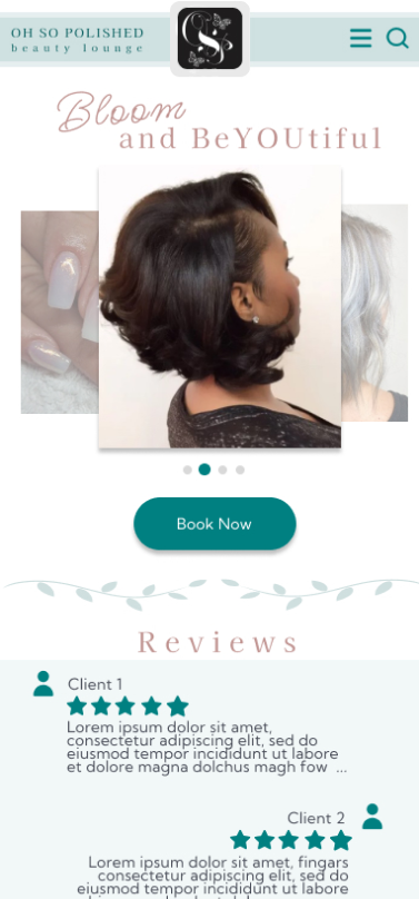 mobile homepage of a beauty salon